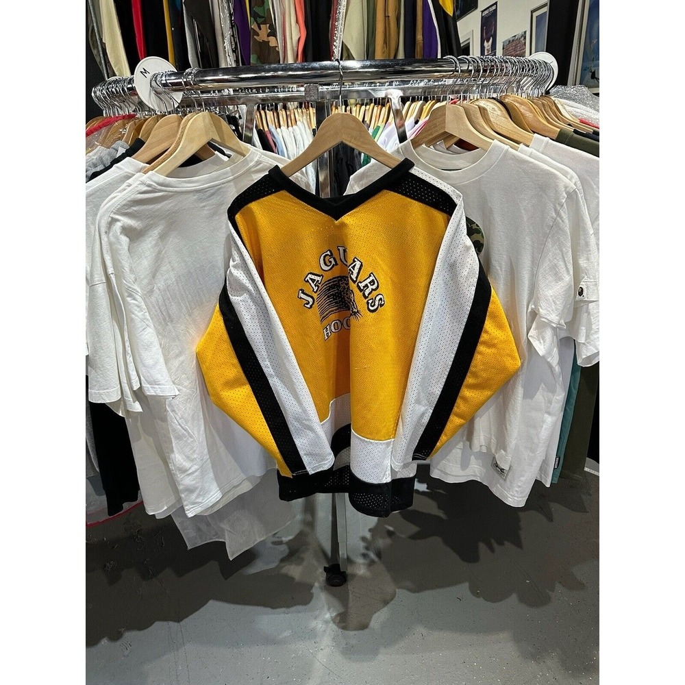 Vintage 90s Pro Athletic Jaguars Hockey Yellow Color Blocked Jersey #94 Size M